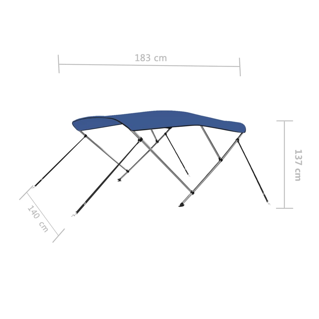 vidaXL Strieška Bimini s 3 oblúkmi, modrá 183x140x137 cm