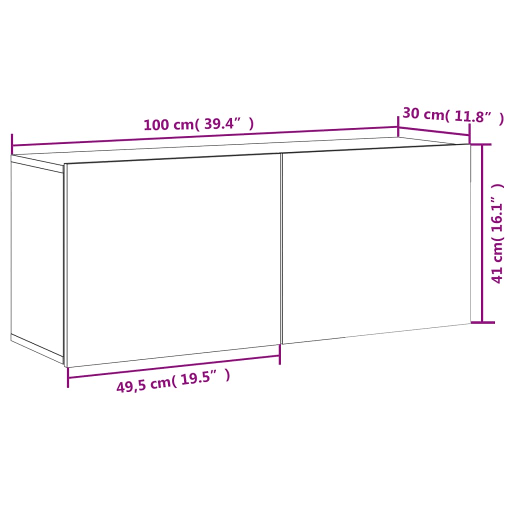 vidaXL TV skrinka nástenná biela 100x30x41 cm