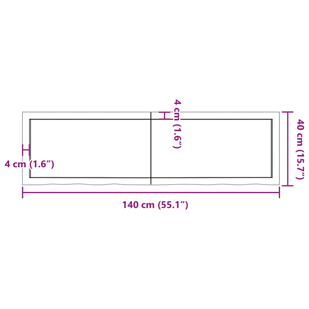 vidaXL Stolová doska 140x40x(2-6) cm neošetrený dubový masív