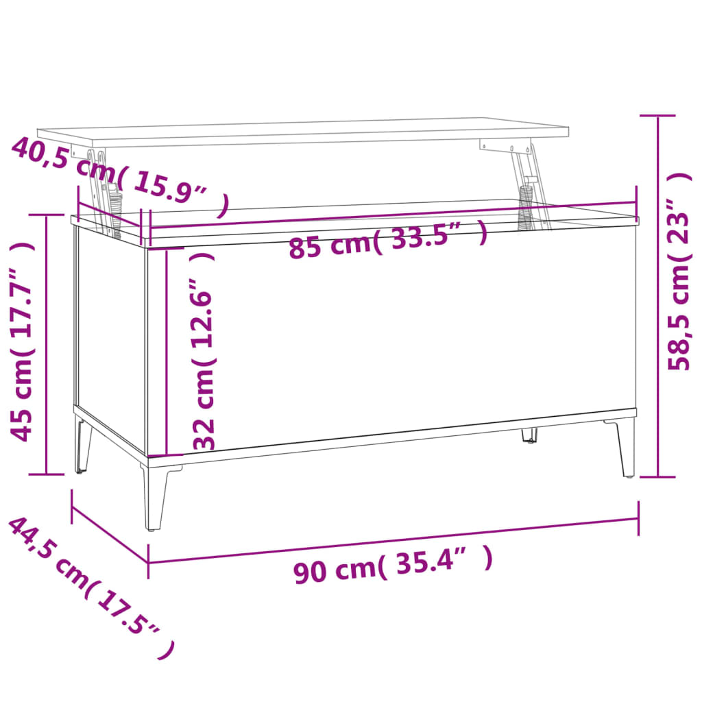 vidaXL Konferenčný stolík čierny 90x44,5x45 cm spracované drevo