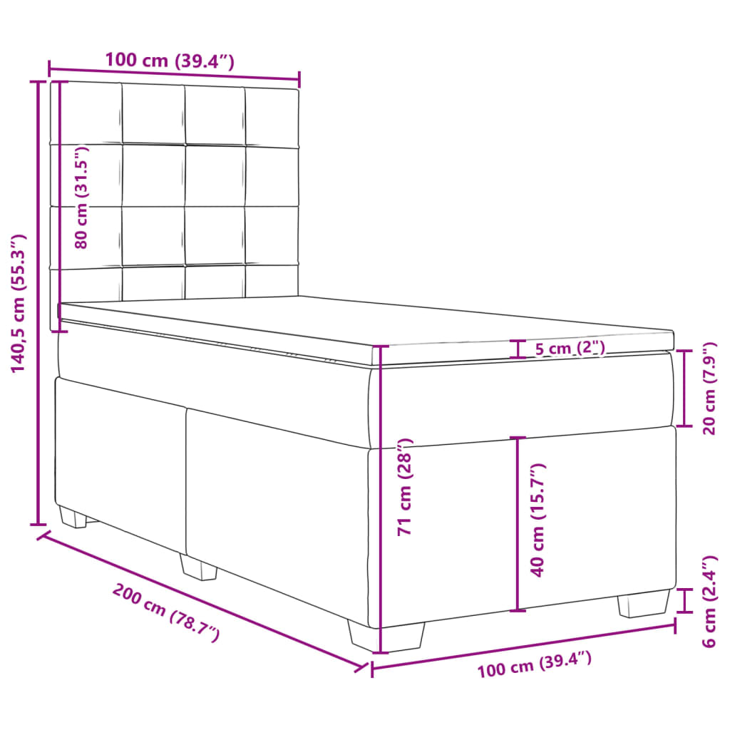 vidaXL Boxspring posteľ s matracom sivohnedý 100x200 cm látka