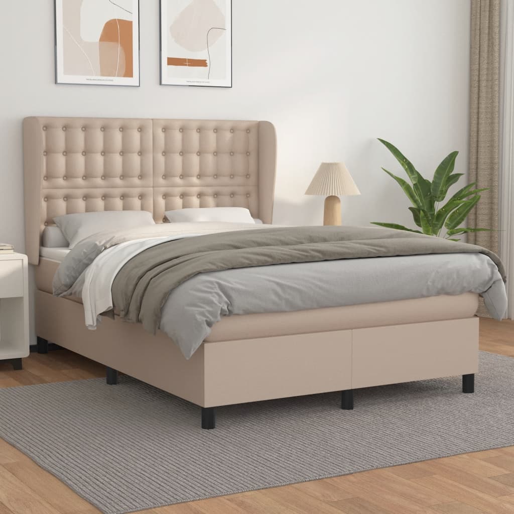 vidaXL Boxspring posteľ s matracom kapučínová 140x190 cm umelá koža